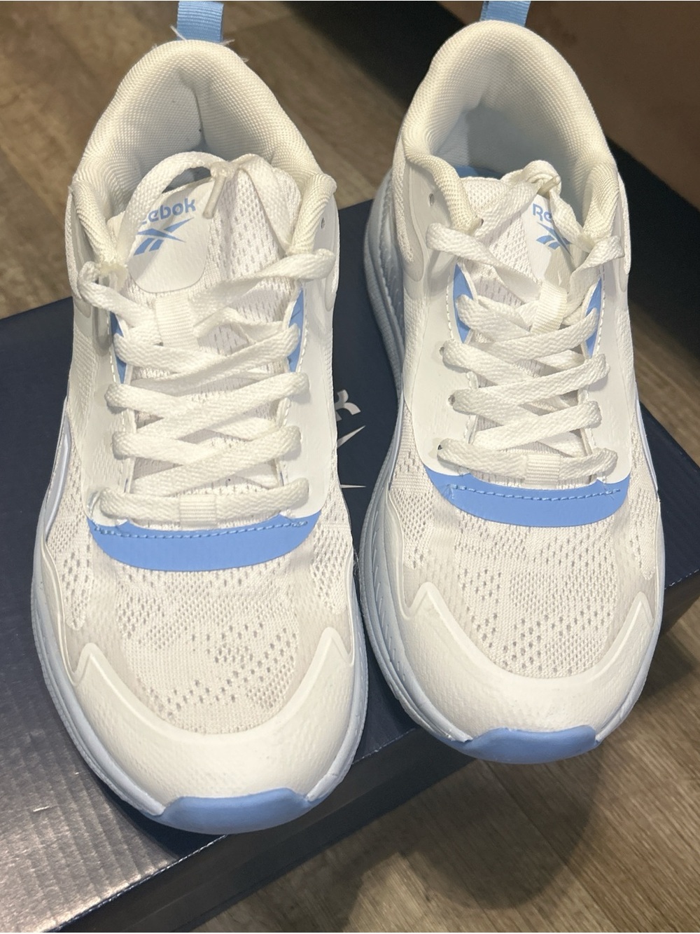 Reebok Women’s White and Light Blue Athletic Running Shoes